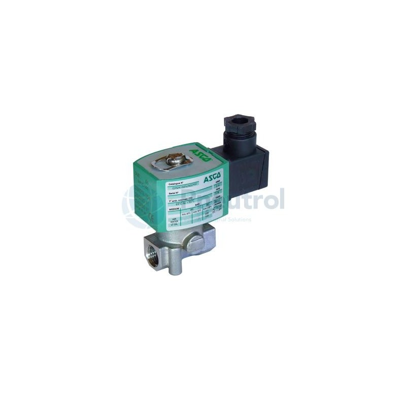 ASCO 8262K214S1W00FT - Series 262, Stainless Steel, 115V AC, NPT1/4, 2/2 NC, Solenoid Valves Direct Operated For High Pressure F