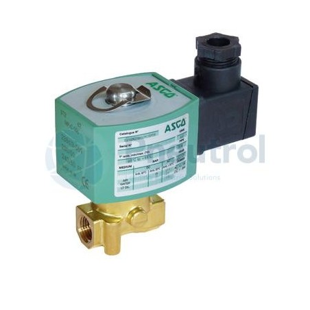 ASCO E262K013S1N00F8 - Series 262, Brass Body, 230V AC, G1/4, 2/2 NC, Solenoid Valves Direct Operated for High Pressure Fluids