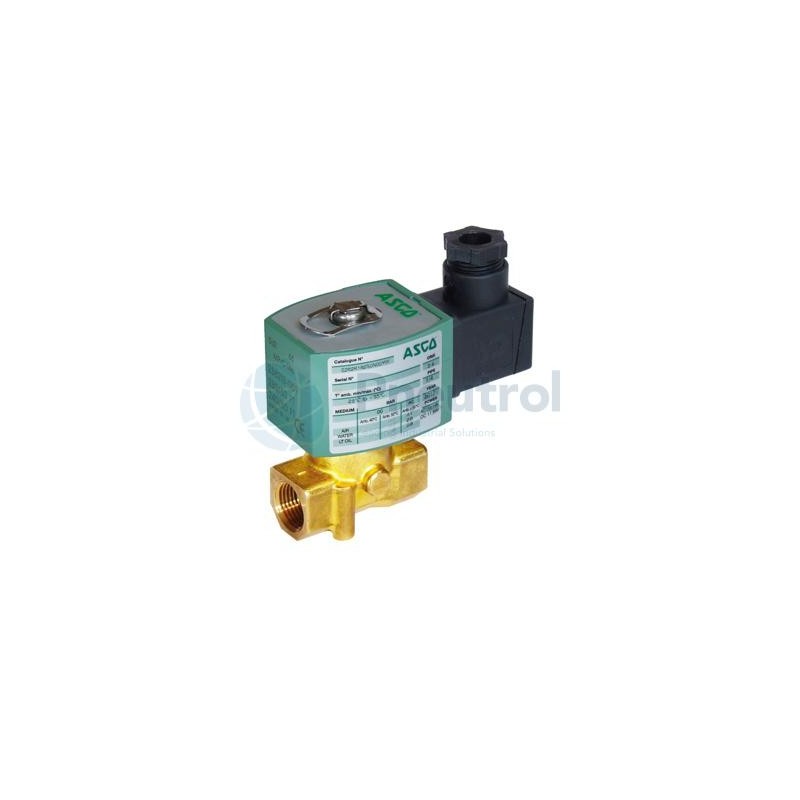 ASCO E263K002S1N00F8 - 2/2 NC, 230V AC, Brass, G3/8, Series 263, ASCO Direct Operated Solenoid Valves for High Pressure Fluids