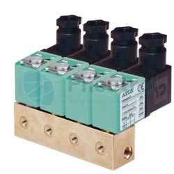 ASCO SCG256B819E - No. Of Valves 2, EPDM, Brass Body, Series 256 Solenoid Valves Direct Operated Multiple Manifold Subbases