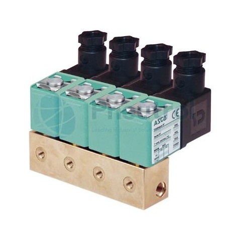 ASCO SCG256B819E - No. Of Valves 2, EPDM, Brass Body, Series 256 Solenoid Valves Direct Operated Multiple Manifold Subbases