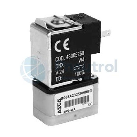 ASCO 0068A232S0V00F1 24/DC - 3/2 U, 24VDC, 0.8mm Orifice Size, 1/4-28 UNF, -0.9-8 Bar, FPM, Series 068 Solenoid Valves Push-In H