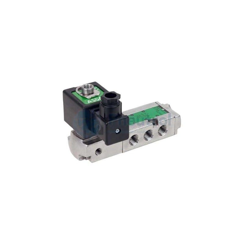 ASCO EF8551G339 - G1/4, 5/3 Stainless Steel Solenoid, W3 Pressure Release, Air Piloted and Return