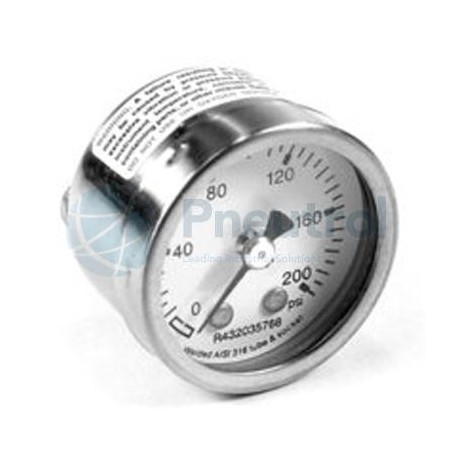 AVENTICS - R432035768 - Pressure gauge, Series PG1-SFB (GAUGE 1.5 IN 1/8 200 PSI SS)