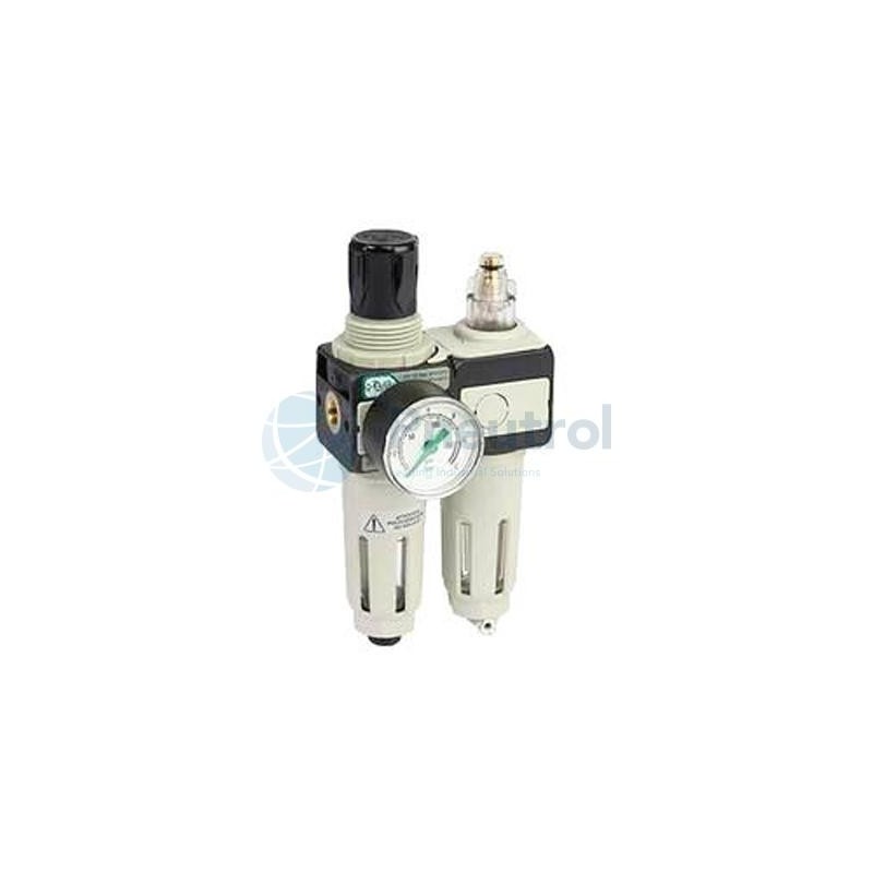 NUMATICS 34203290 - G1/4, Series 342 Mod 112, Filter Regulator and Lubricator System, Semi-automatic drain with Pressure Gauge