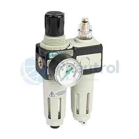 NUMATICS 34203302 - Series 342 Mod 112, G1/4, Filter Regulator & Lubricator System, Semi-automatic Drain Without Pressure Gauge