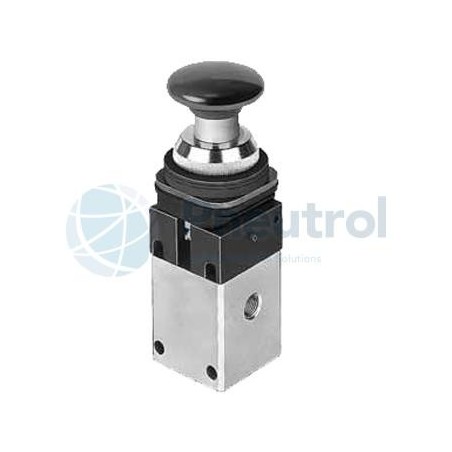 32000018 - 3/2 NC, 30mm, Switch Button, 2 Fixed Positions, Black, Series 320 - Pilot Valve For Panel Mounting