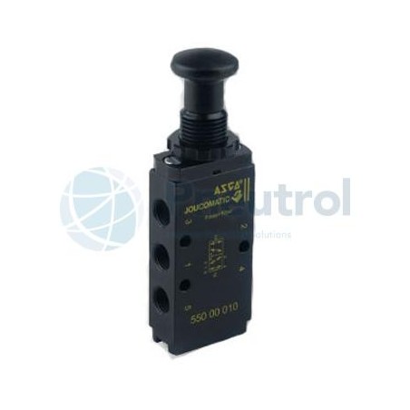 55000040 - 3/2, Push Button, Spring Return, Series 550 - ASCO JOUCOMATIC 3/2, 5/2 Mini Spool Valves