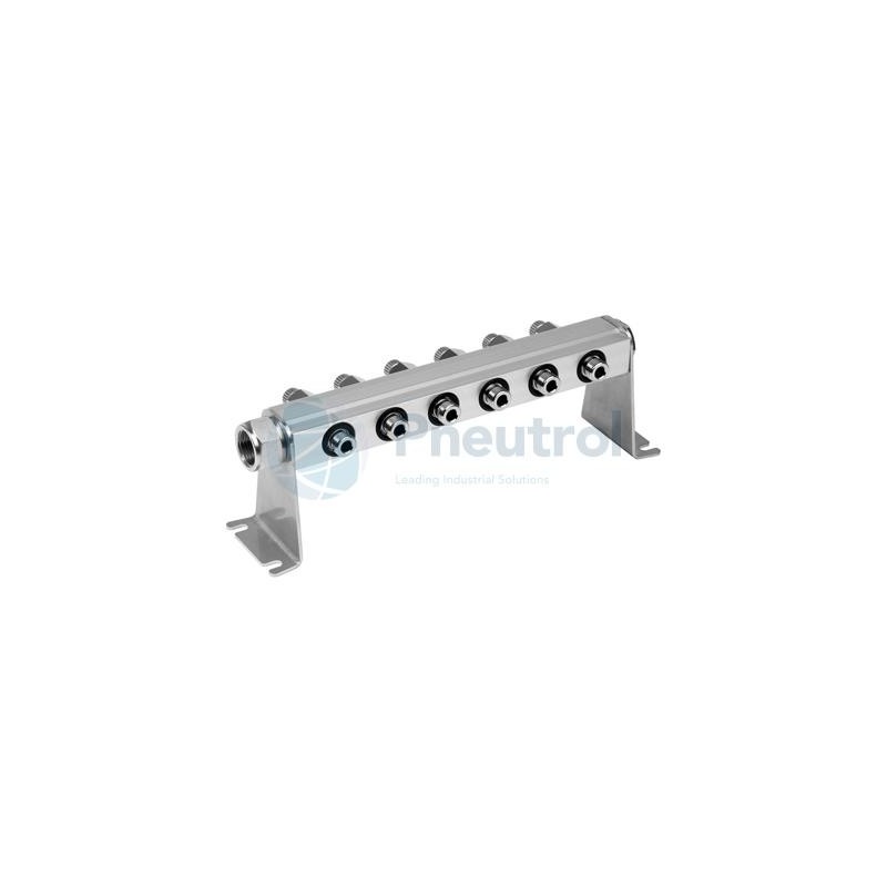 ASCO 88100915 - Inlet Size G1/2, Orifice Size 6.8mm, No. Of Outlets 2, Series 881 - ASCO Supply Rail With Pressure Isolation Val