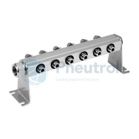 ASCO 88100915 - Inlet Size G1/2, Orifice Size 6.8mm, No. Of Outlets 2, Series 881 - ASCO Supply Rail With Pressure Isolation Val